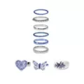 Multi-Pack Butterfly Heart Rings - 9 Pack at Spencer's