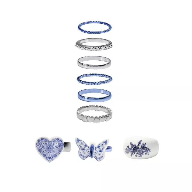 Multi-Pack Butterfly Heart Rings - 9 Pack at Spencer's