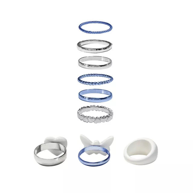 Multi-Pack Butterfly Heart Rings - 9 Pack at Spencer's