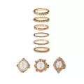Multi-Pack Goldtone Frame Floral Rings - 9 Pack at Spencer's