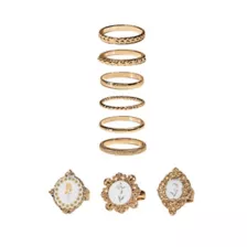 Multi-Pack Goldtone Frame Floral Rings - 9 Pack at Spencer's