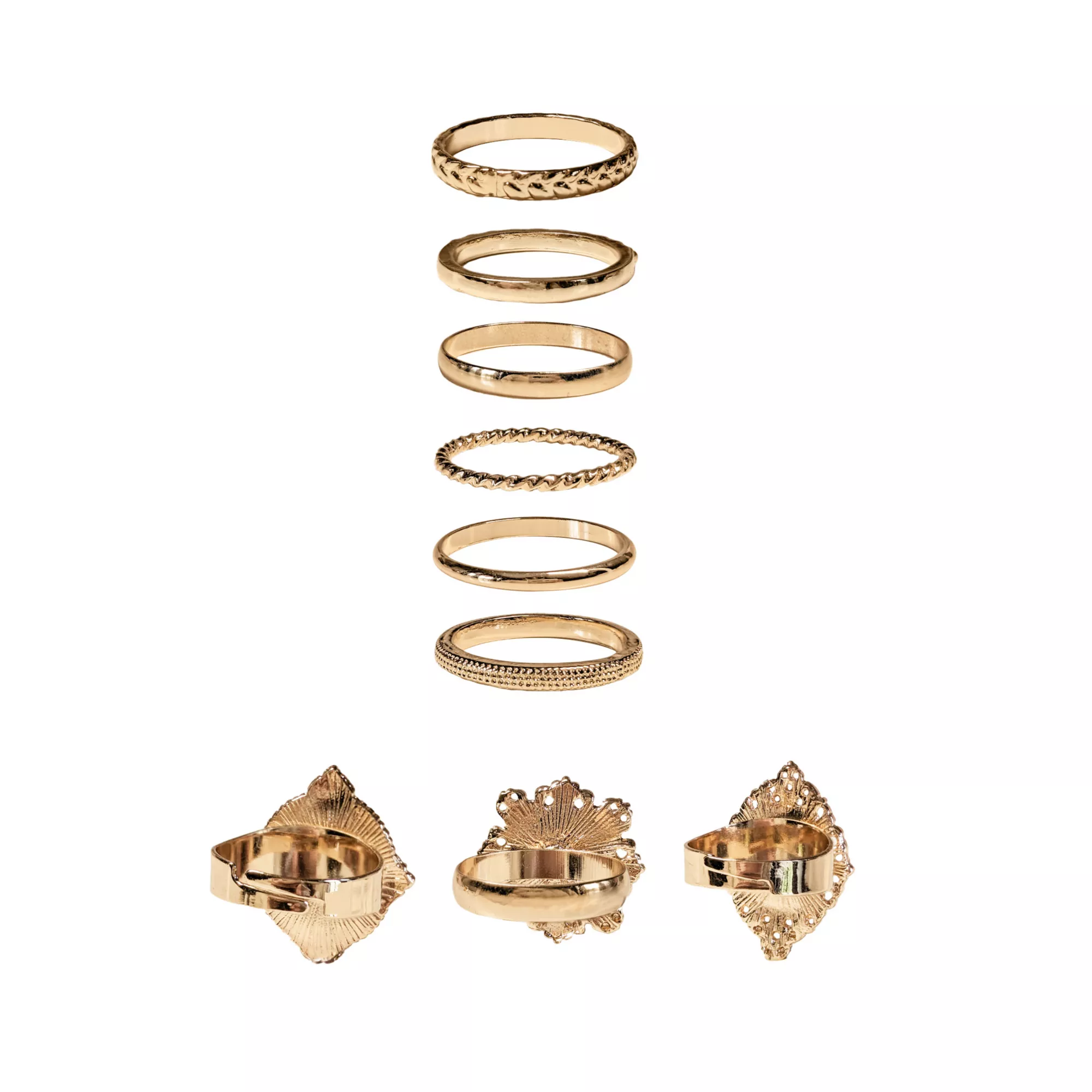 Multi-Pack Goldtone Frame Floral Rings - 9 Pack at Spencer's