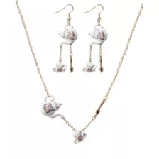Teapot and Teacup Pendant Necklace and Earrings Set at Spencer's