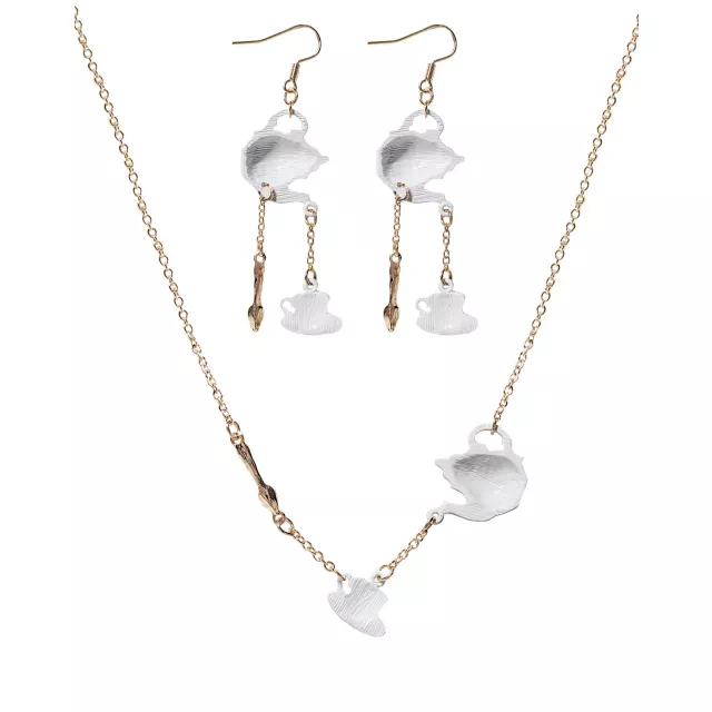Teapot and Teacup Pendant Necklace and Earrings Set at Spencer's