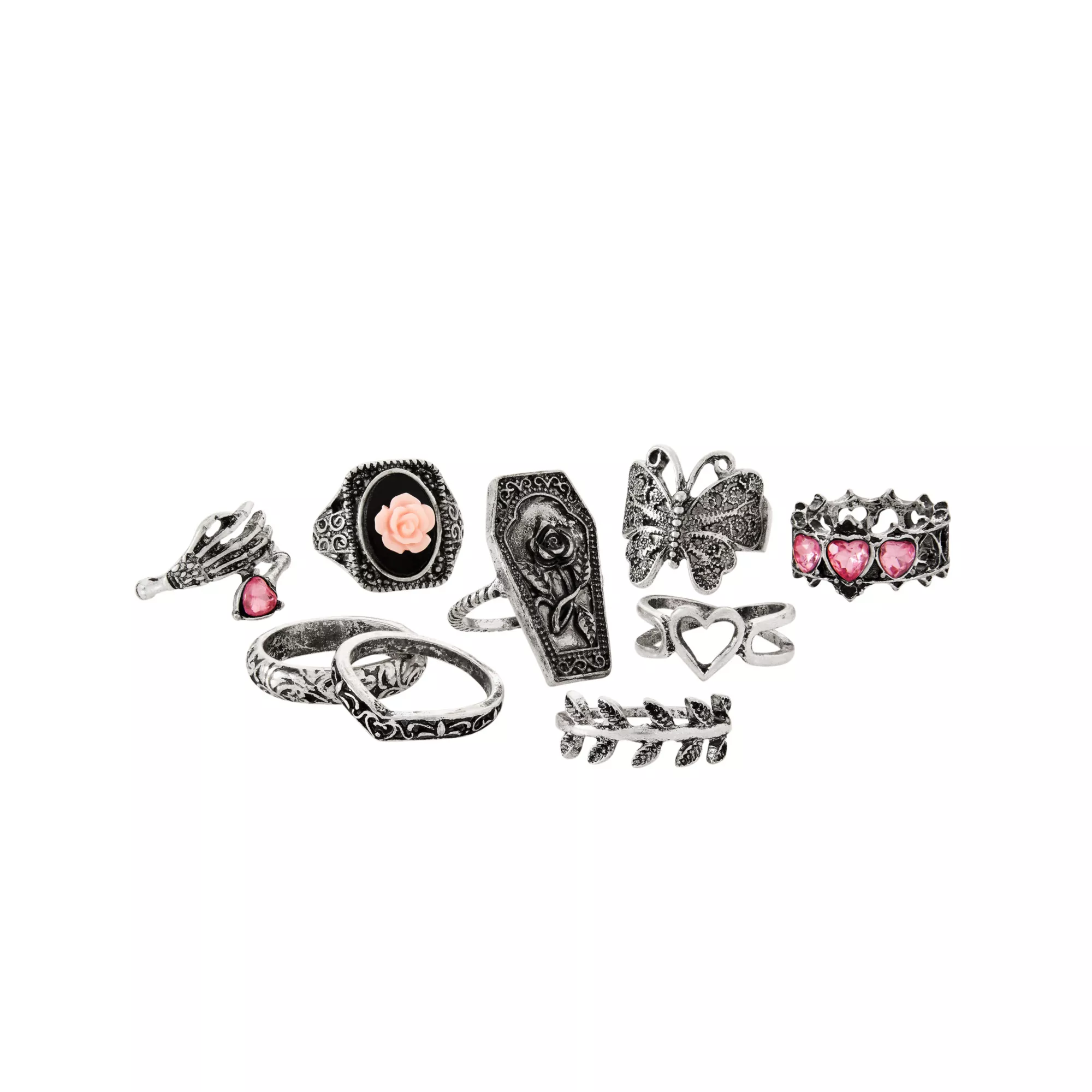 Multi-Pack CZ Coffin Butterfly Assorted Rings - 9 Pack at Spencer's