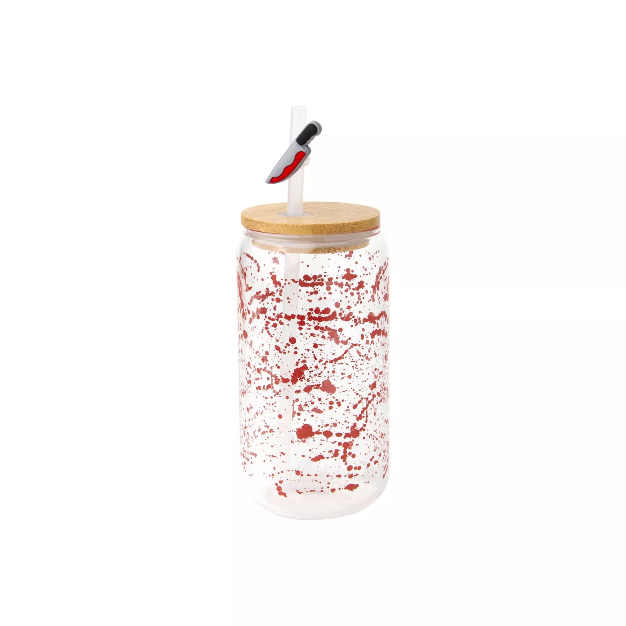 Blood Splatter Glass Jar with Knife Straw Topper at Spencer's