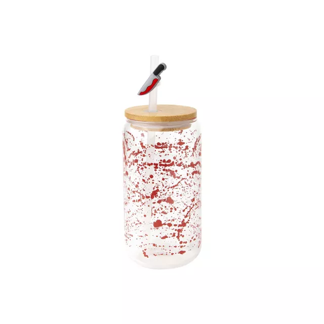 Blood Splatter Glass Jar with Knife Straw Topper at Spencer's