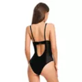 Black Velvety Mesh Lace-Up Front Bodysuit at Spencer's