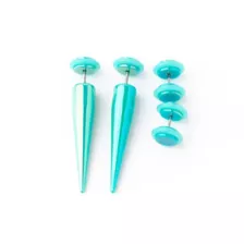 Iridescent Teal Fake Tapers and Plugs - 2 Pair at Spencer's