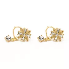 CZ Goldtone Chain Dangle Earrings at Spencer's
