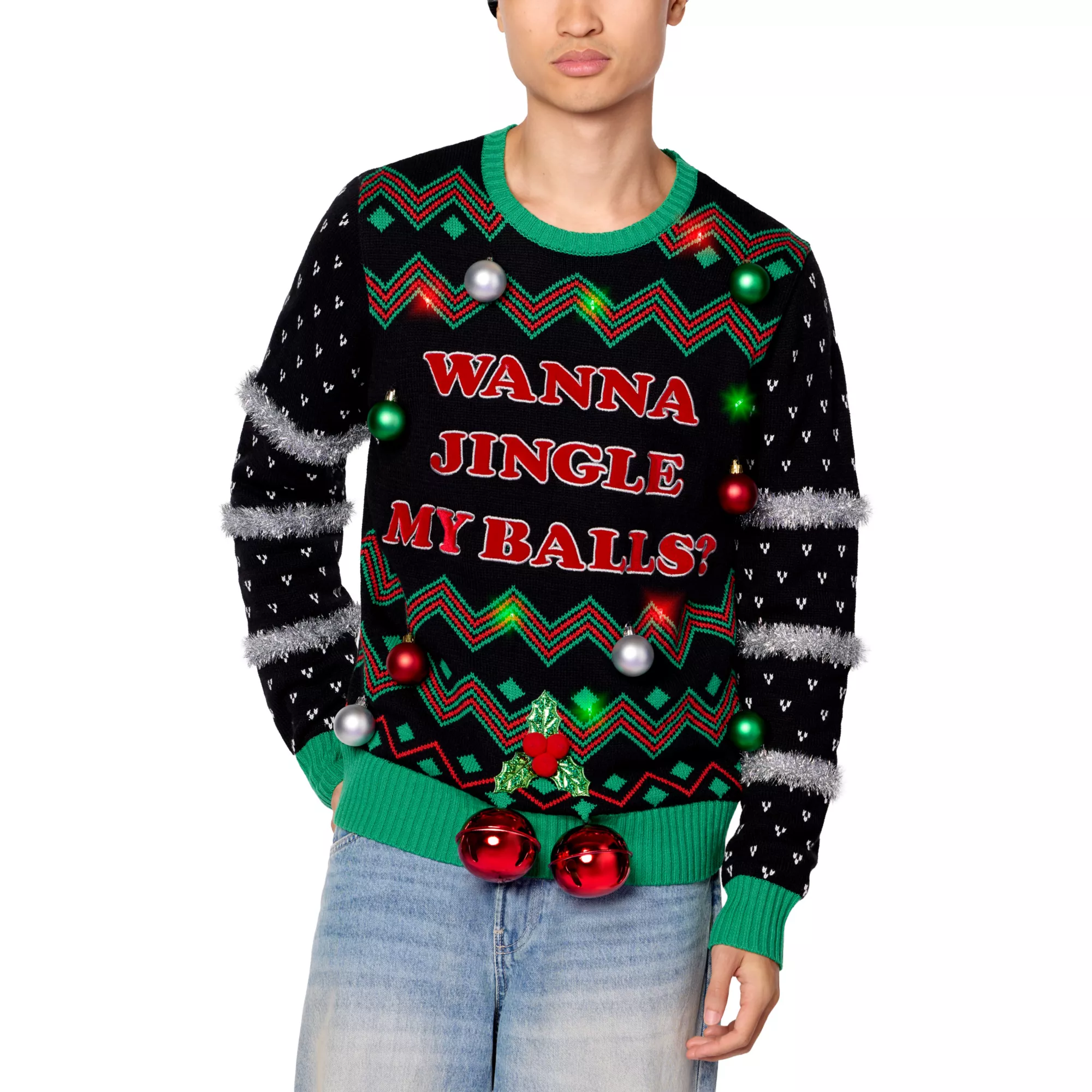 Light-Up Wanna Jingle My Balls Christmas Sweater