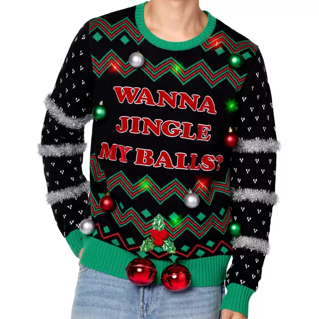 Light-Up Wanna Jingle My Balls Christmas Sweater