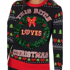 Light-Up This Bitch Loves Christmas Ugly Christmas Sweater at Spencer's