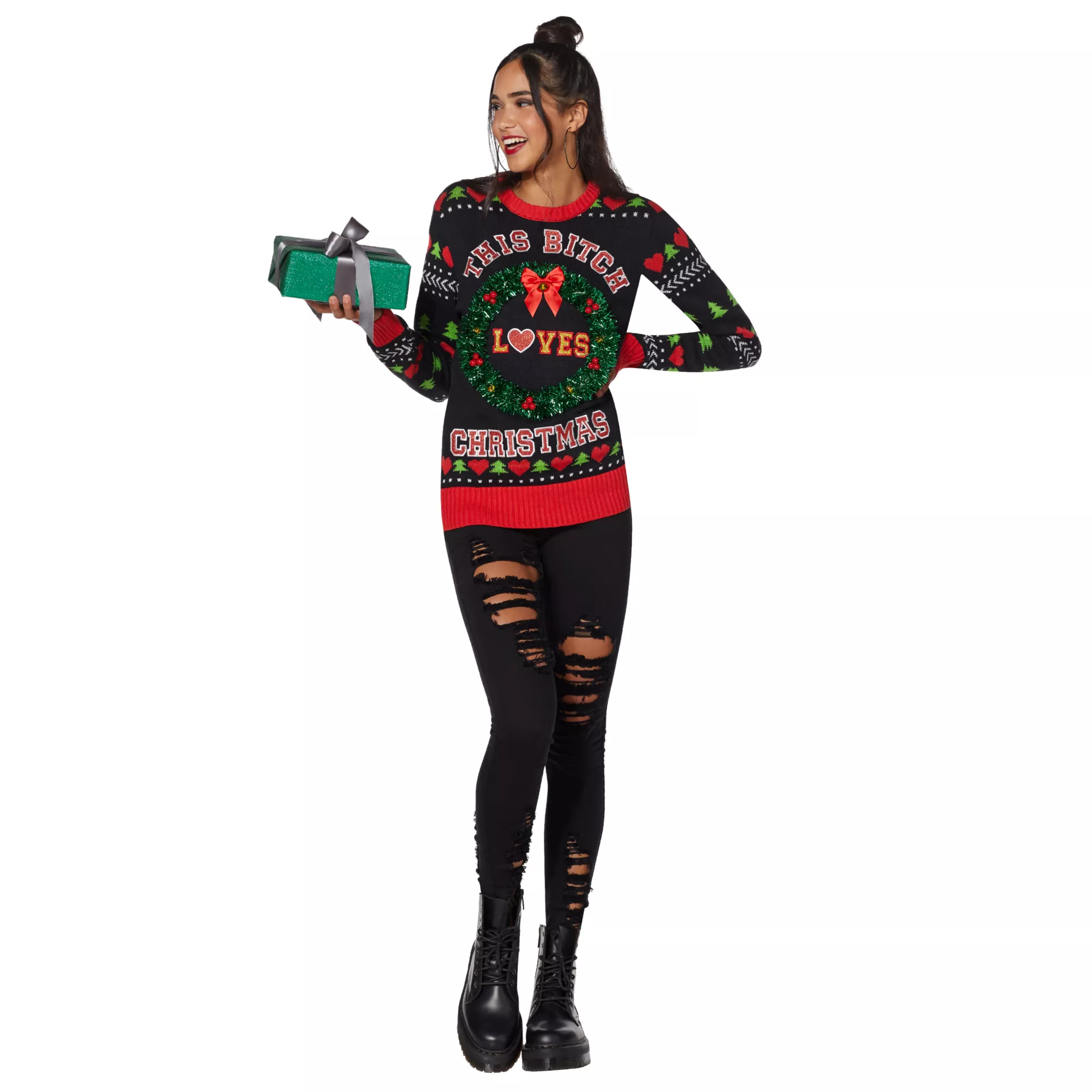 Light-Up This Bitch Loves Christmas Ugly Sweater