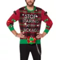 Light-Up Stop Staring At My Package Ugly Christmas Sweater at Spencer's