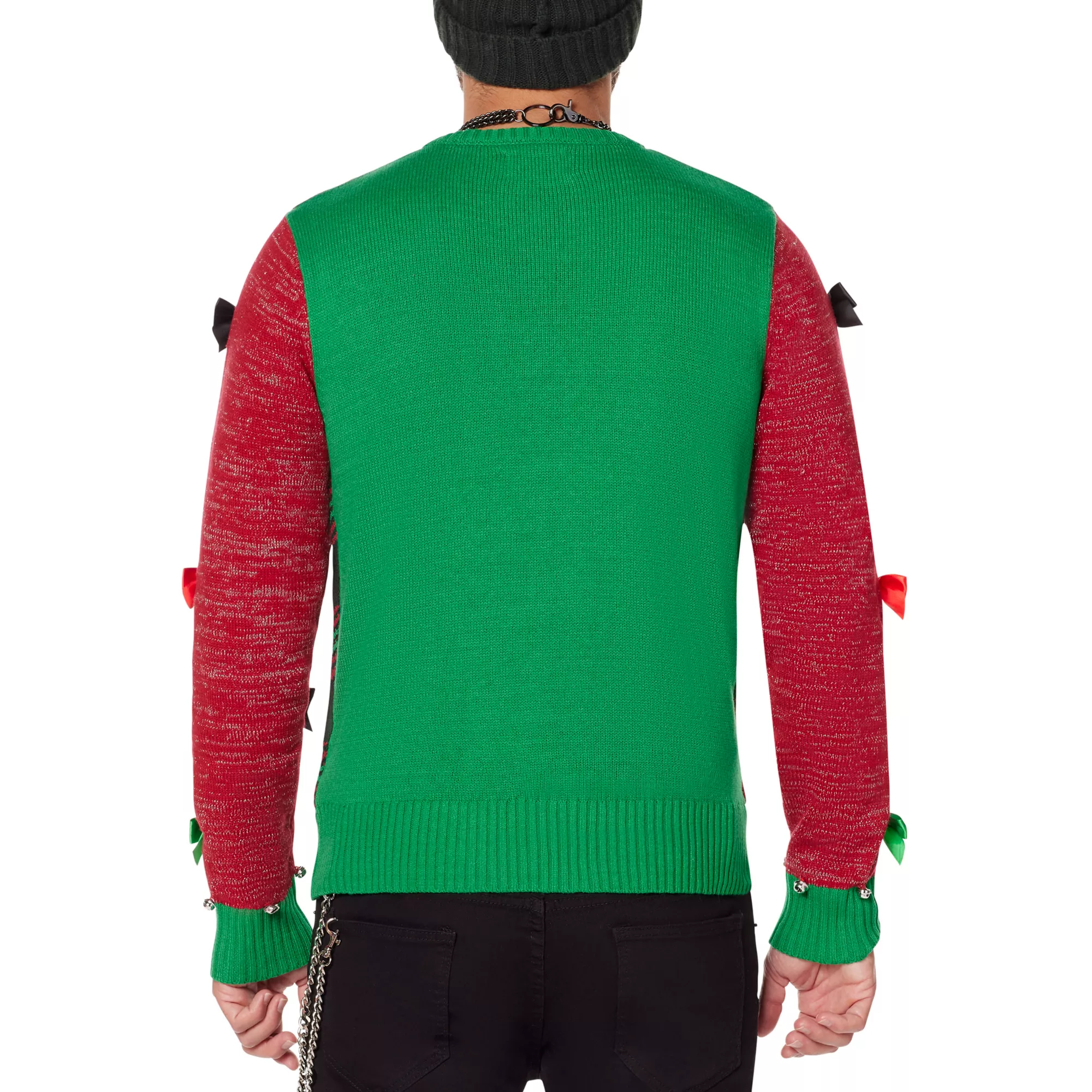 Light-Up Stop Staring At My Package Ugly Christmas Sweater