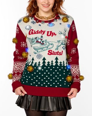 Light-Up Giddy Up Sluts Christmas Sweater