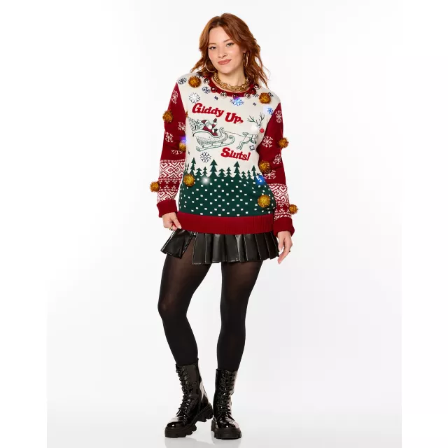Light-Up Giddy Up Sluts Christmas Sweater
