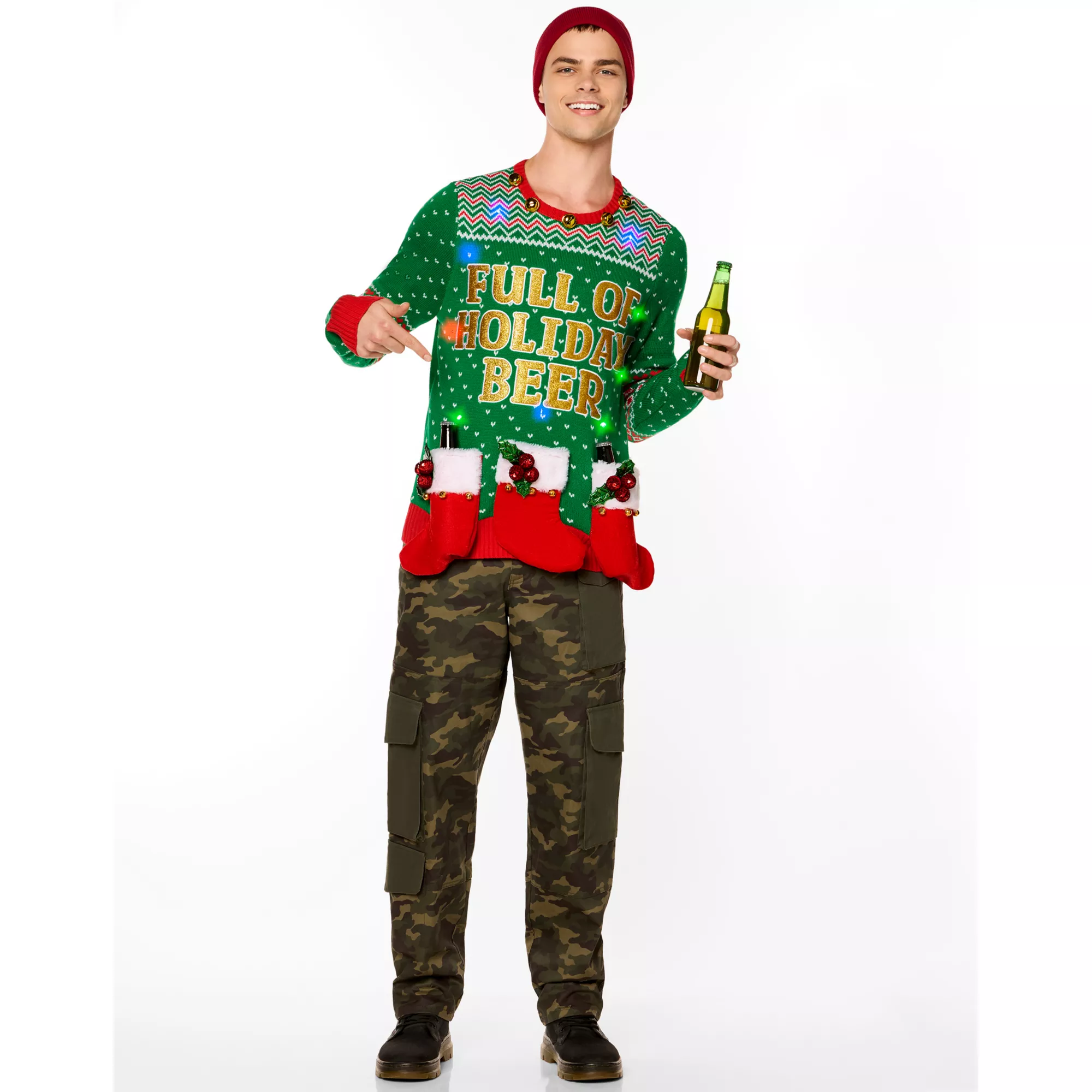 Light-Up Full of Holiday Beer Christmas Sweater