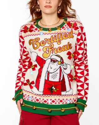 Light-Up Santa Certified Freak Christmas Sweater