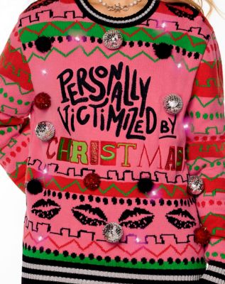 Light-Up Personally Victimized by Christmas Pink Christmas Sweater - Mean Girls