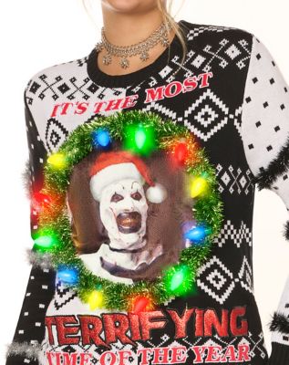 Light-Up Art the Clown the Most Terrifying Time of the Year Christmas Sweater - Terrifier