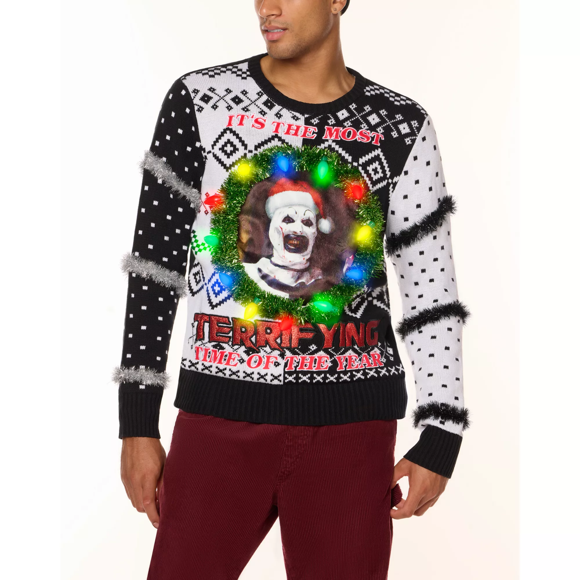 Light-Up Art the Clown Most Terrifying Time of Year Christmas Sweater - Terrifier