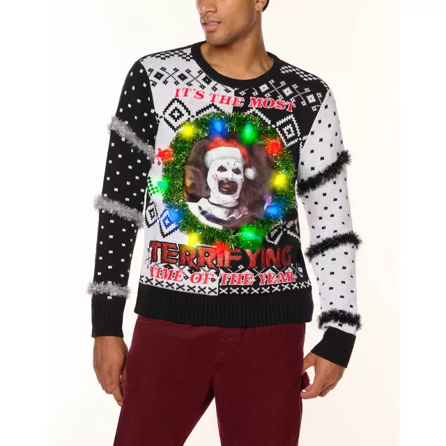 Light Up Art the Clown the Most Terrifying Time of the Year Christmas Sweater Terrifier Spencer s