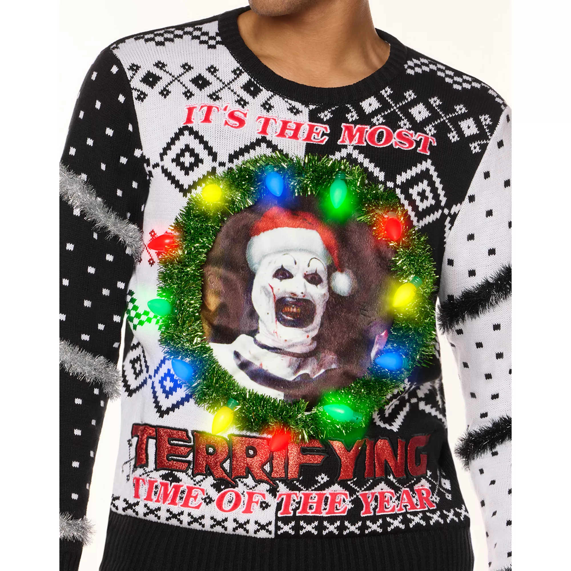 Light-Up Art the Clown Most Terrifying Time of Year Christmas Sweater - Terrifier