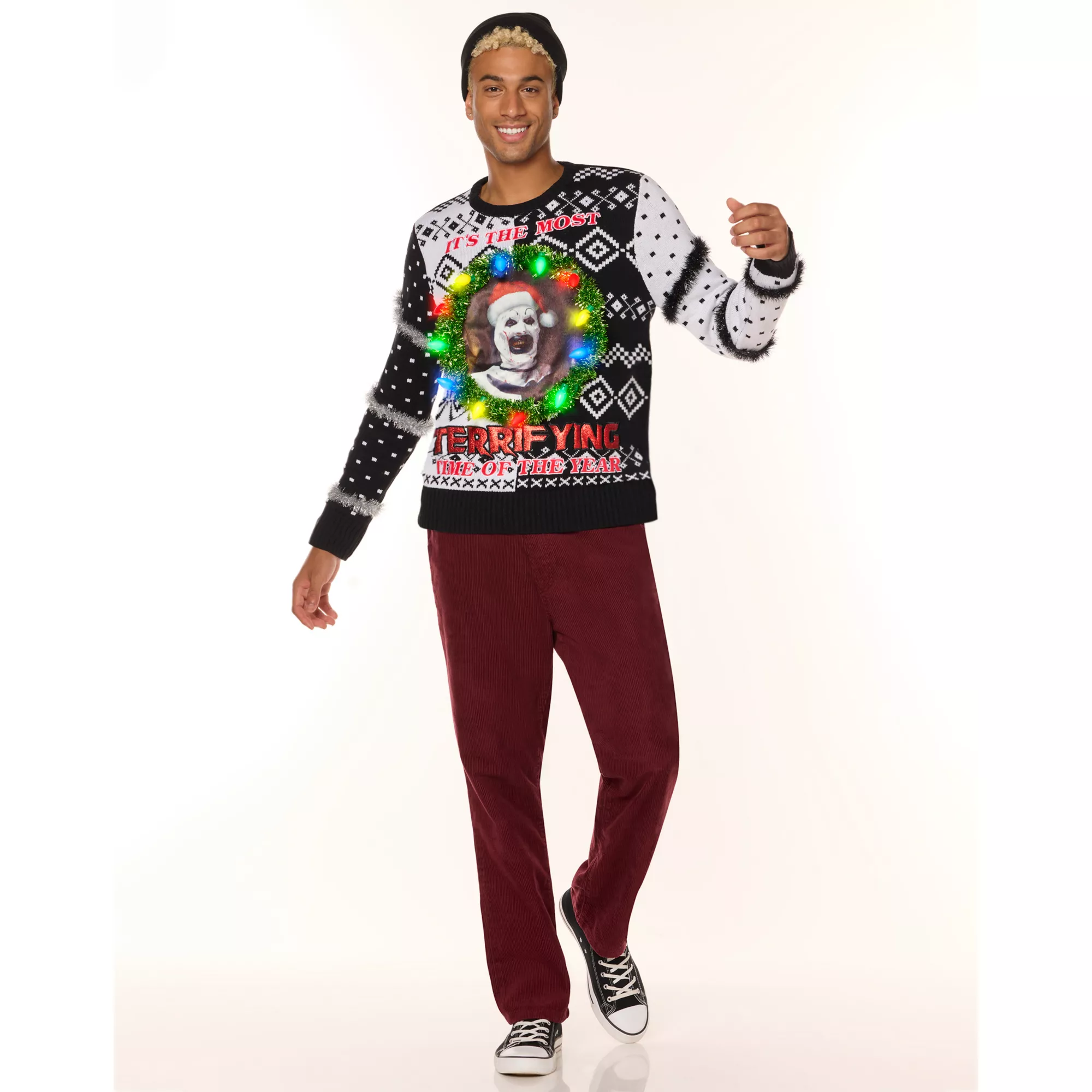 Light-Up Art the Clown Most Terrifying Time of Year Christmas Sweater - Terrifier