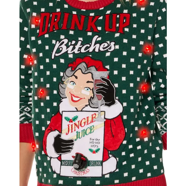 Light-Up Drink Up Bitches Christmas Sweater