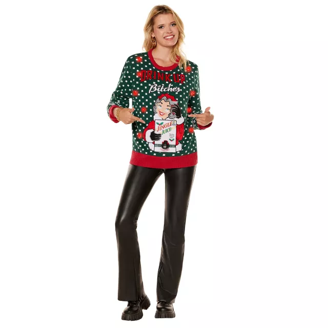 Light-Up Drink Up Bitches Christmas Sweater