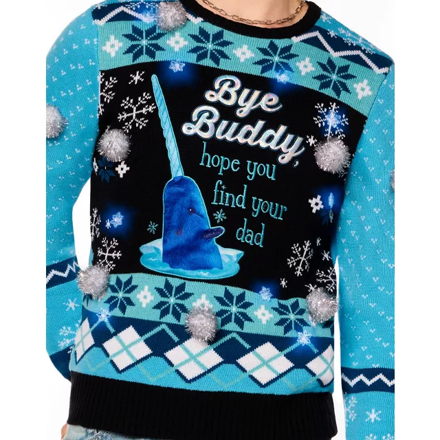 Light-Up Blue Narwhal Christmas Sweater - Elf at Spencer's