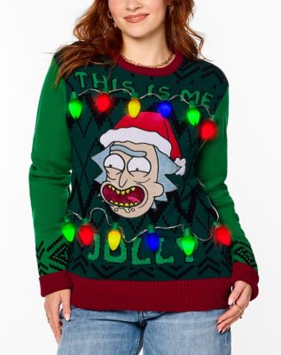 Light-Up This Is Me Jolly Christmas Sweater - Rick and Morty