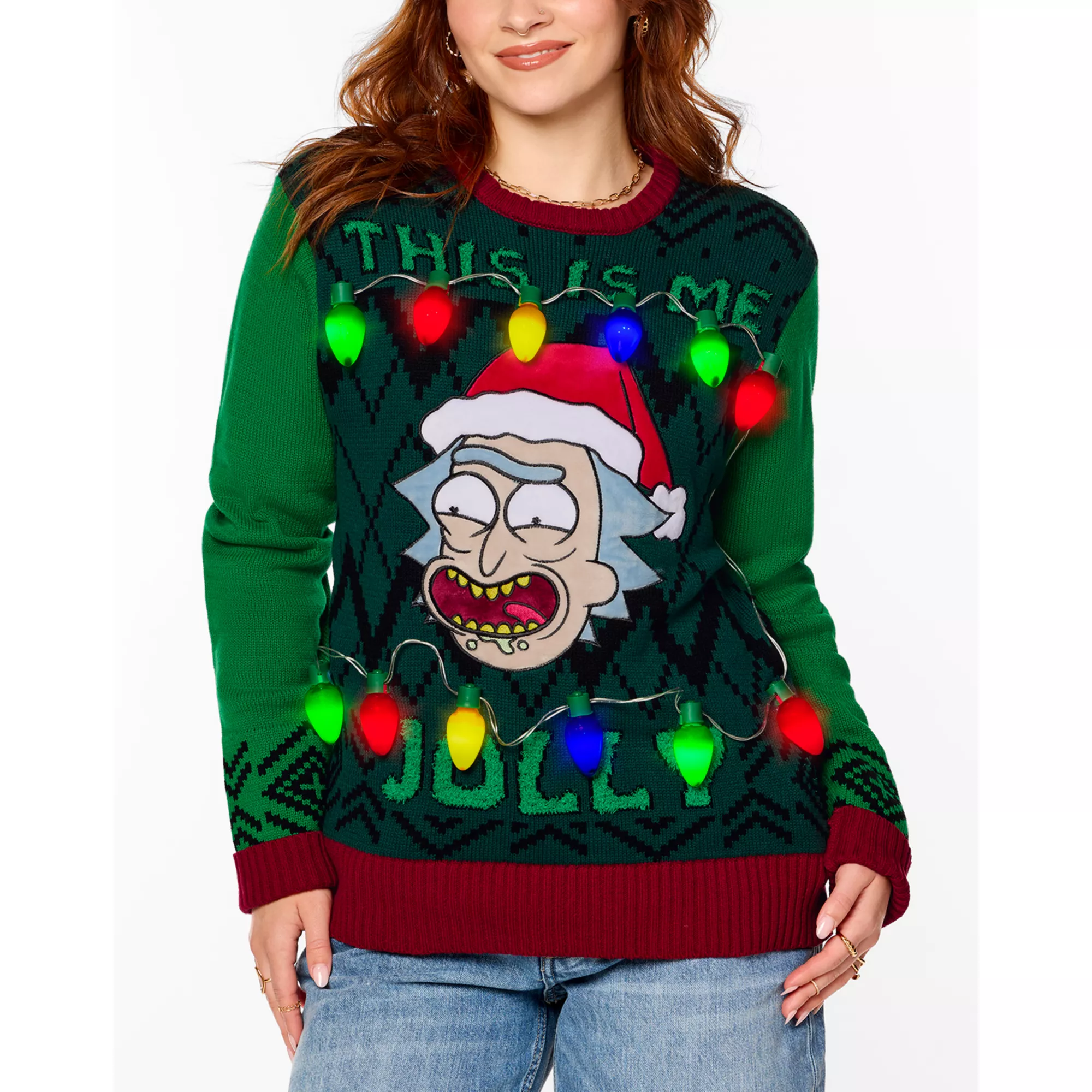 Light-Up This Is Me Jolly Christmas Sweater - Rick and Morty