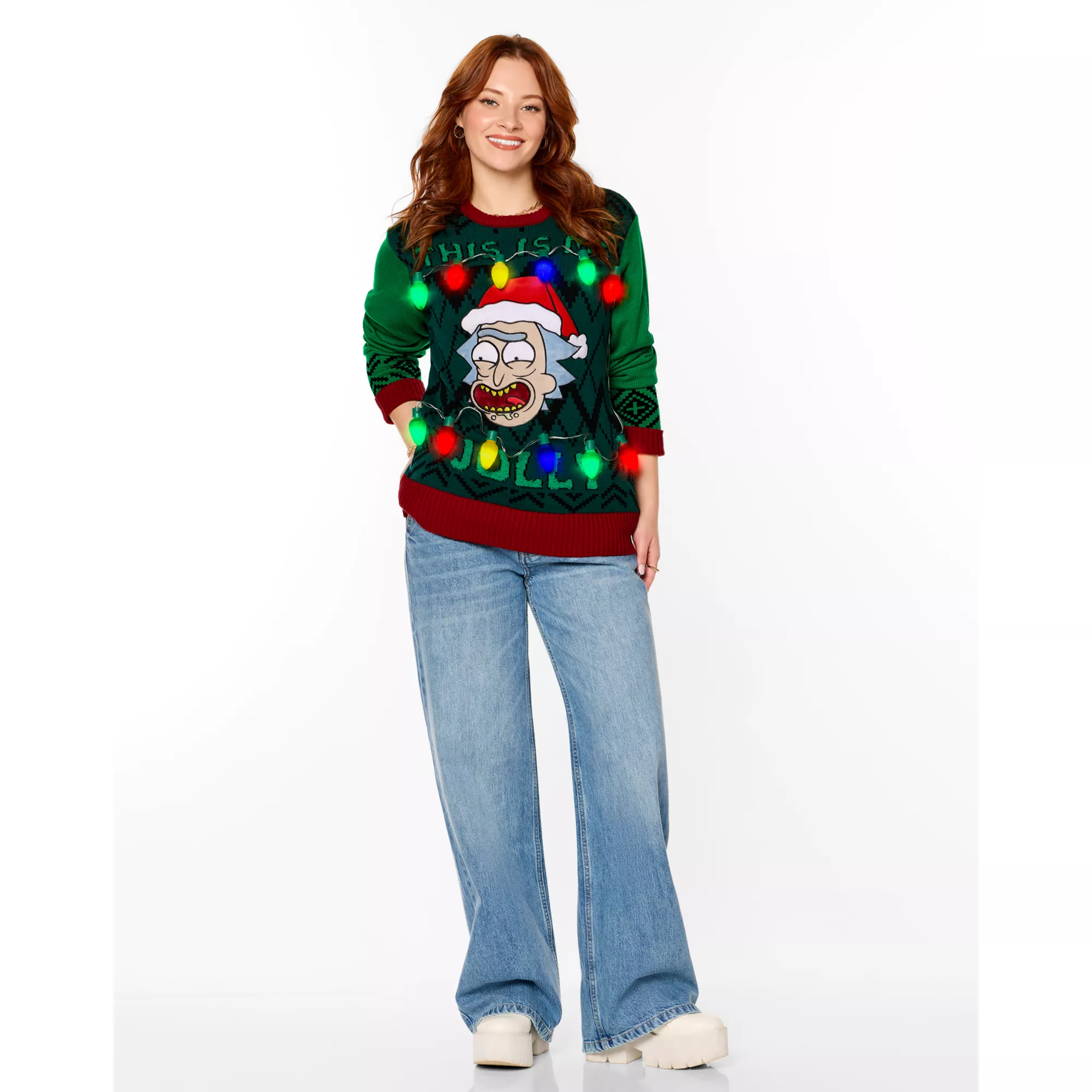 Light-Up This Is Me Jolly Christmas Sweater - Rick and Morty