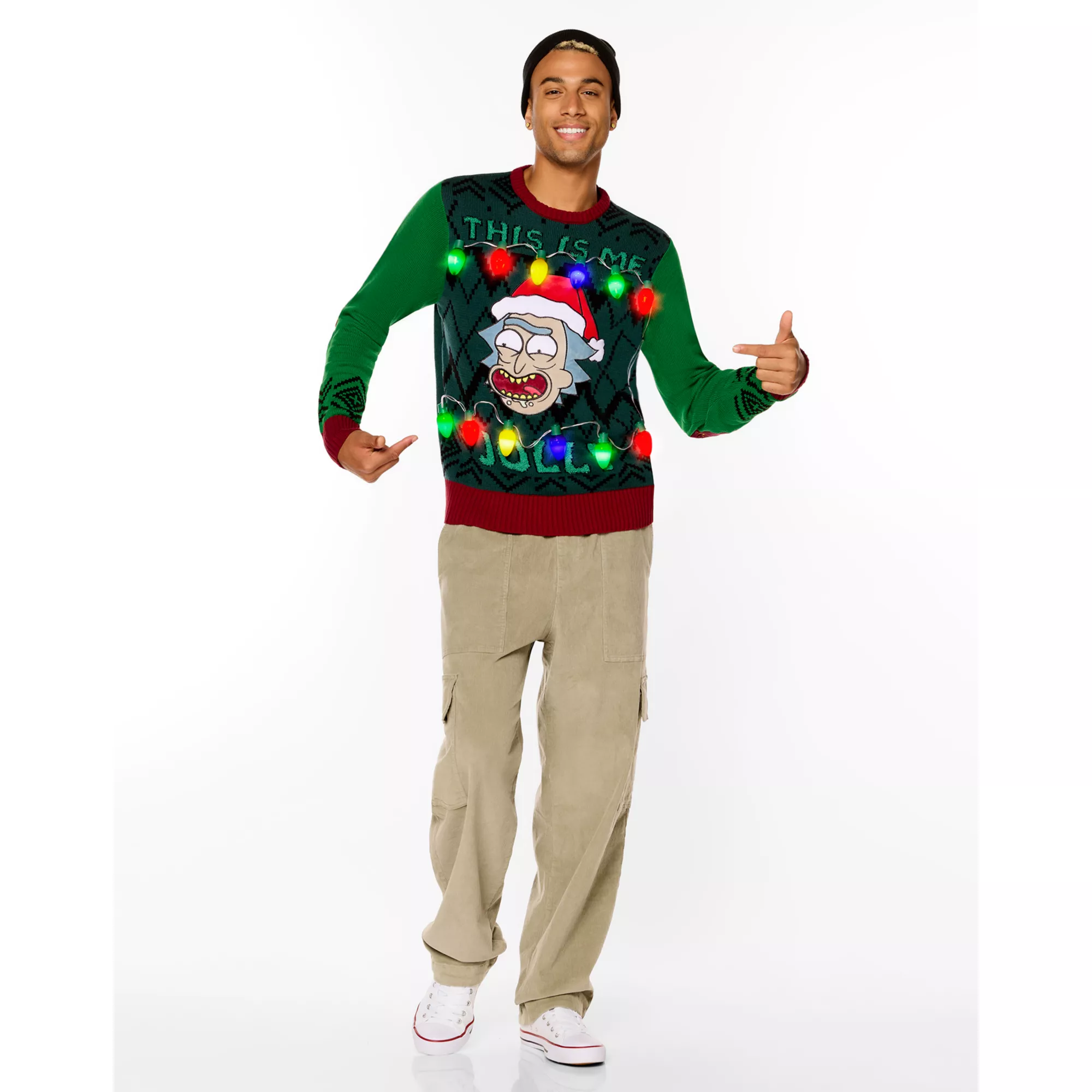 Light-Up This Is Me Jolly Christmas Sweater - Rick and Morty