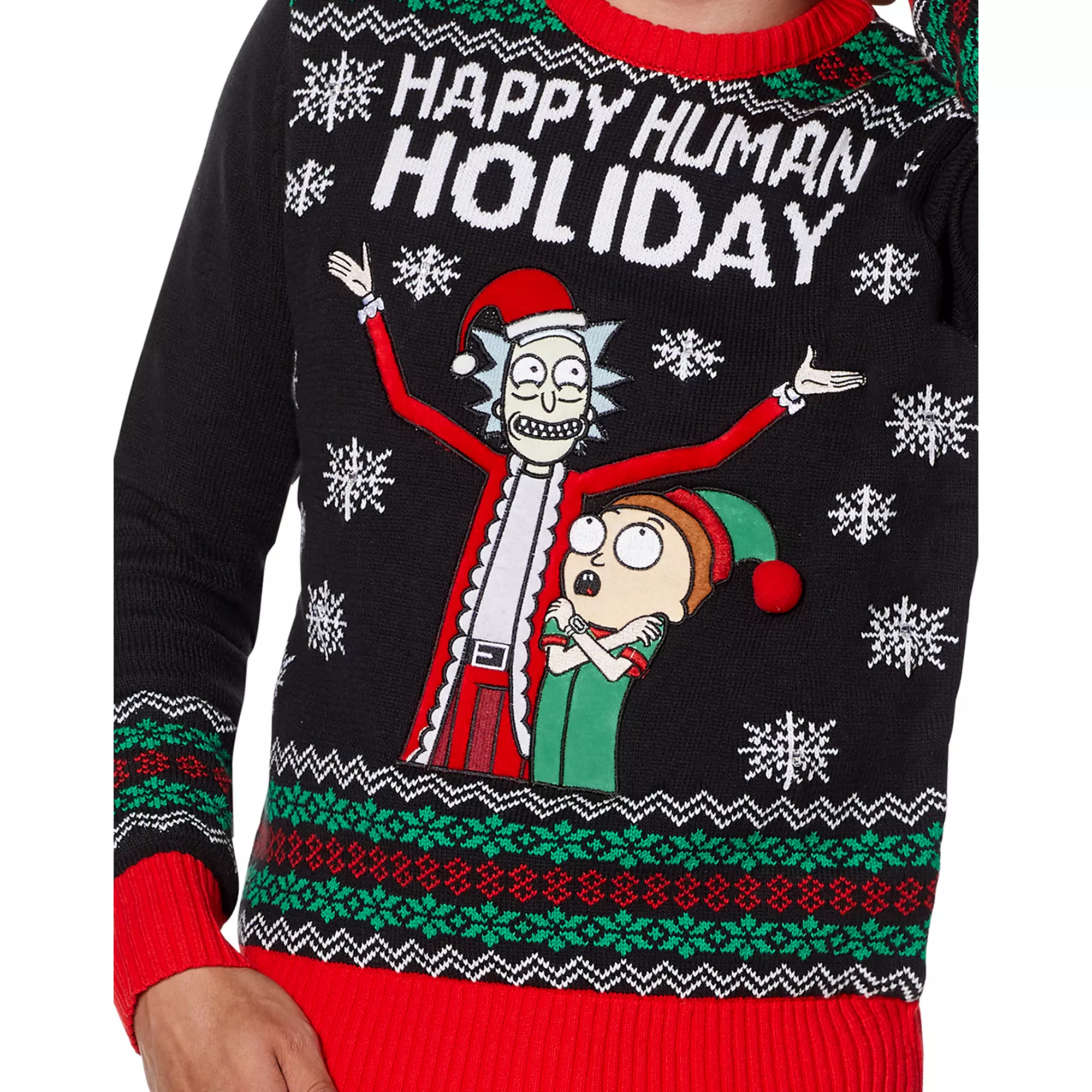 Light-Up Happy Human Holiday Christmas Sweater - Rick and Morty