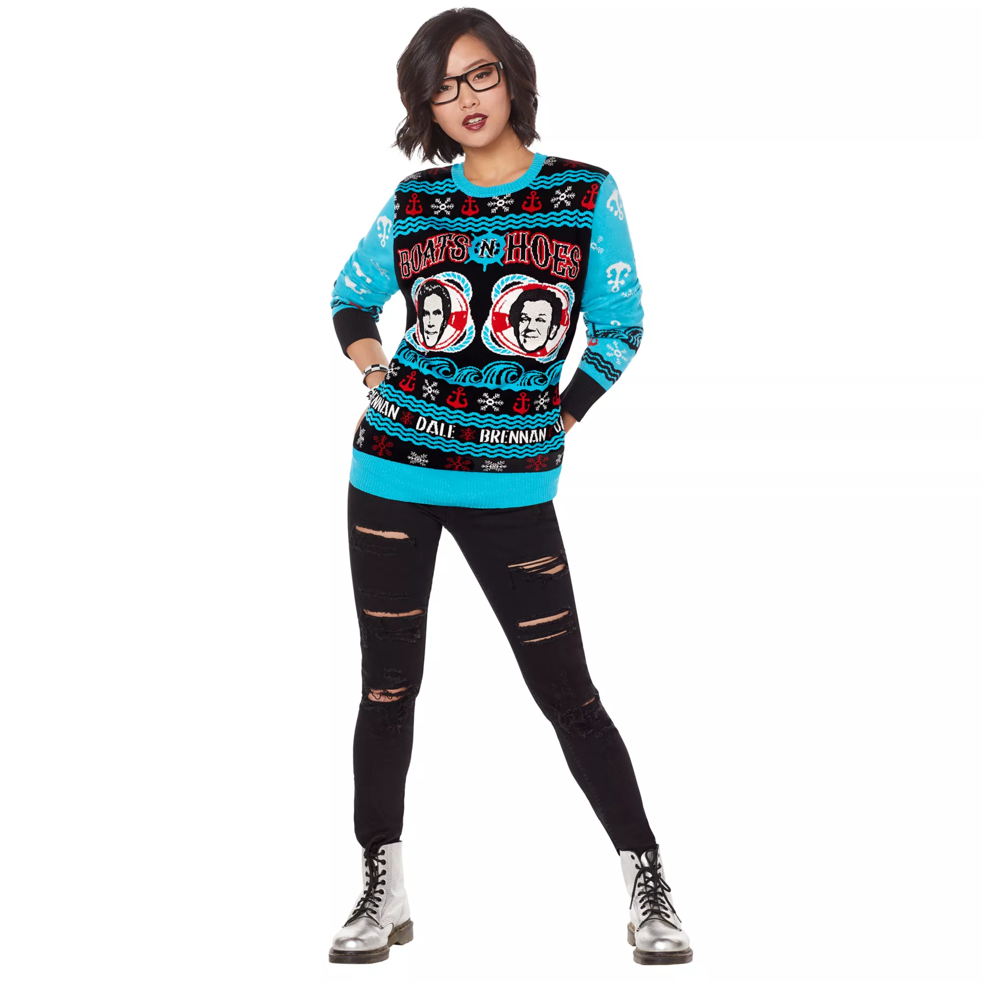 Light-Up Boats 'N Hoes Ugly Christmas Sweater - Step Brothers