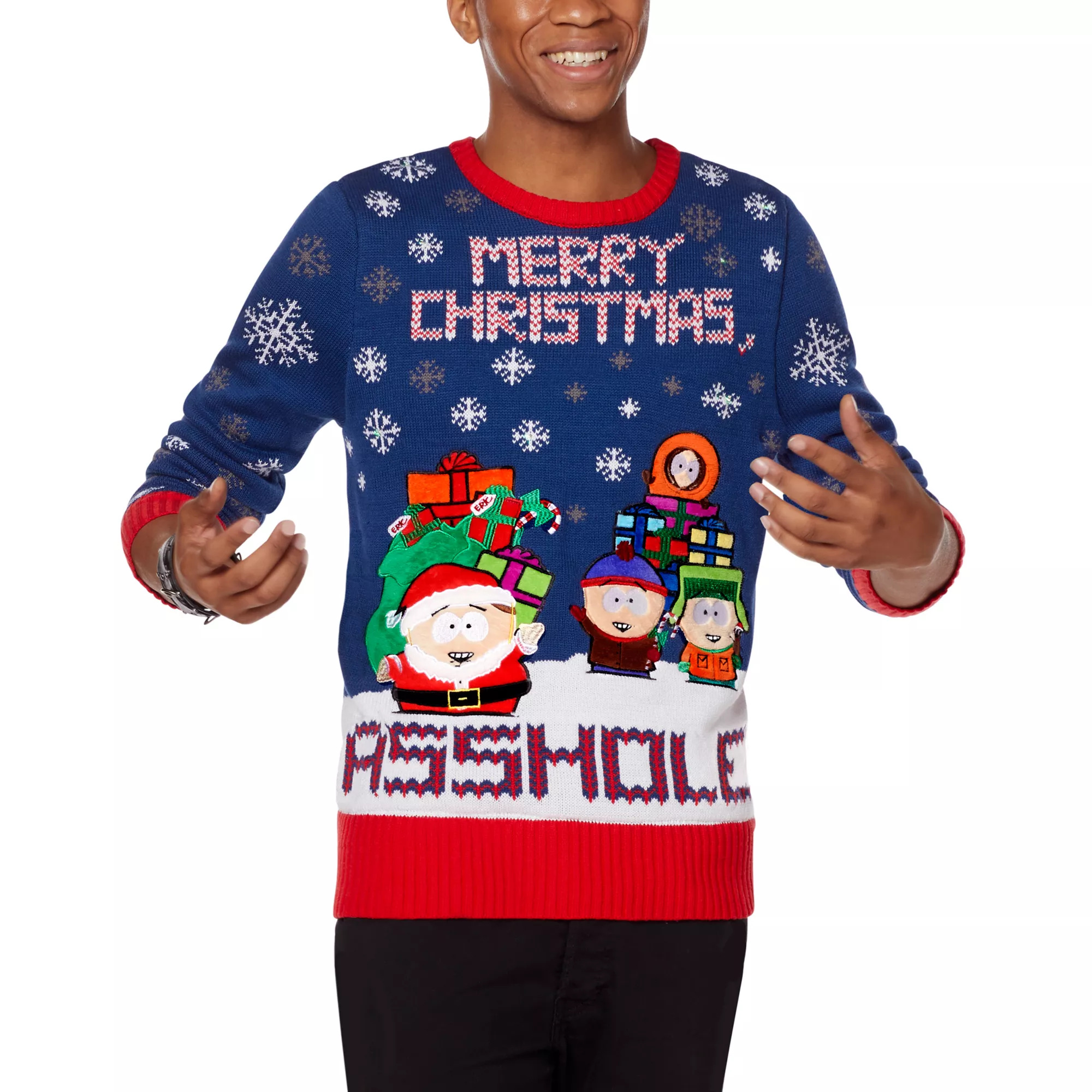 Light-Up Merry Christmas Asshole Christmas Sweater - South Park