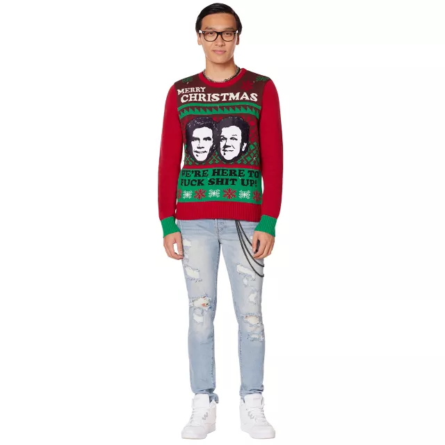 Light-Up Fuck Shit Up Ugly Christmas Sweater - Step Brothers