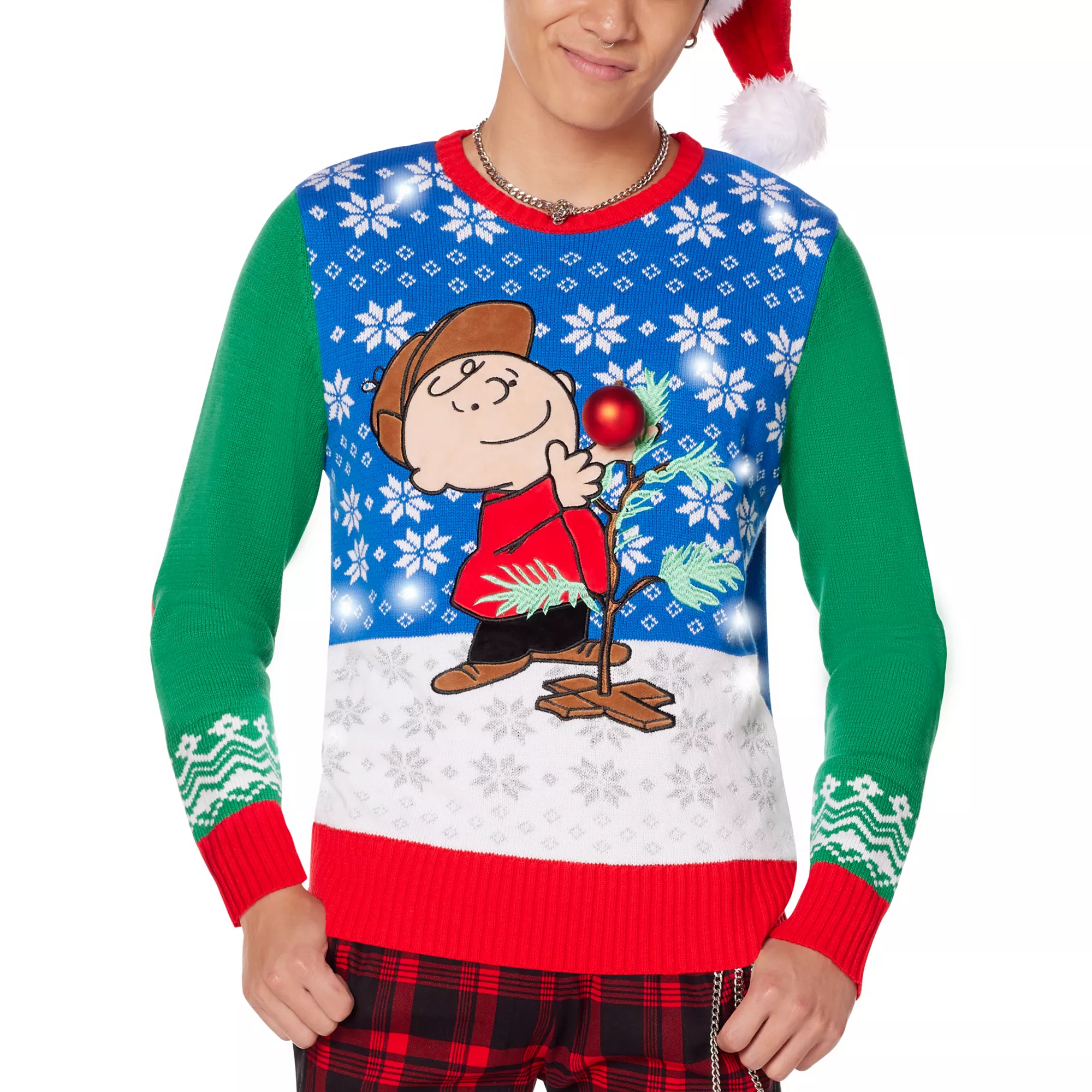 Light-Up Charlie Brown Tree Ugly Christmas Sweater - Peanuts at Spencer's