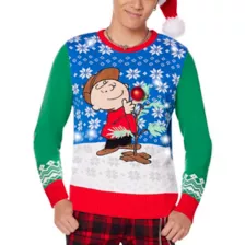 Light-Up Charlie Brown Tree Ugly Christmas Sweater - Peanuts at Spencer's