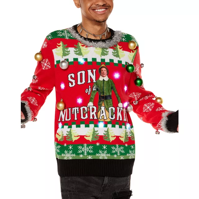 Light-Up Son of a Nutcracker Christmas Sweater - Elf at Spencer's