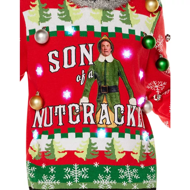 Light-Up Son of a Nutcracker Christmas Sweater - Elf at Spencer's