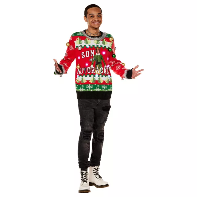 Light-Up Son of a Nutcracker Christmas Sweater - Elf at Spencer's