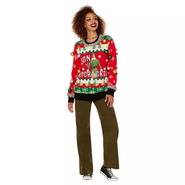 Light-Up Son of a Nutcracker Christmas Sweater - Elf at Spencer's