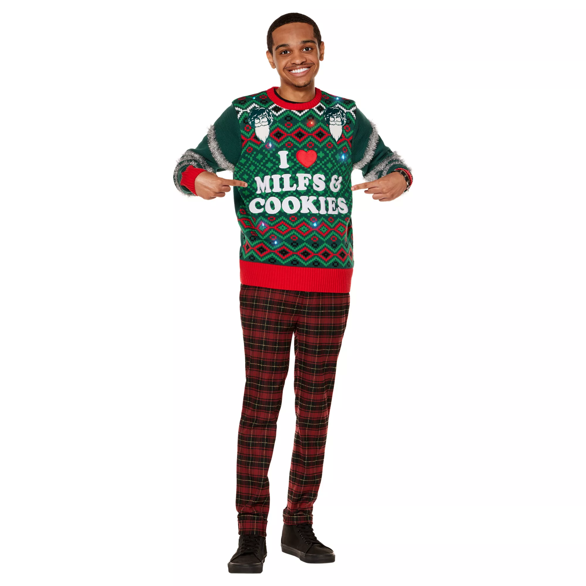 Light-Up I Heart MILFs & Cookies Christmas Sweater