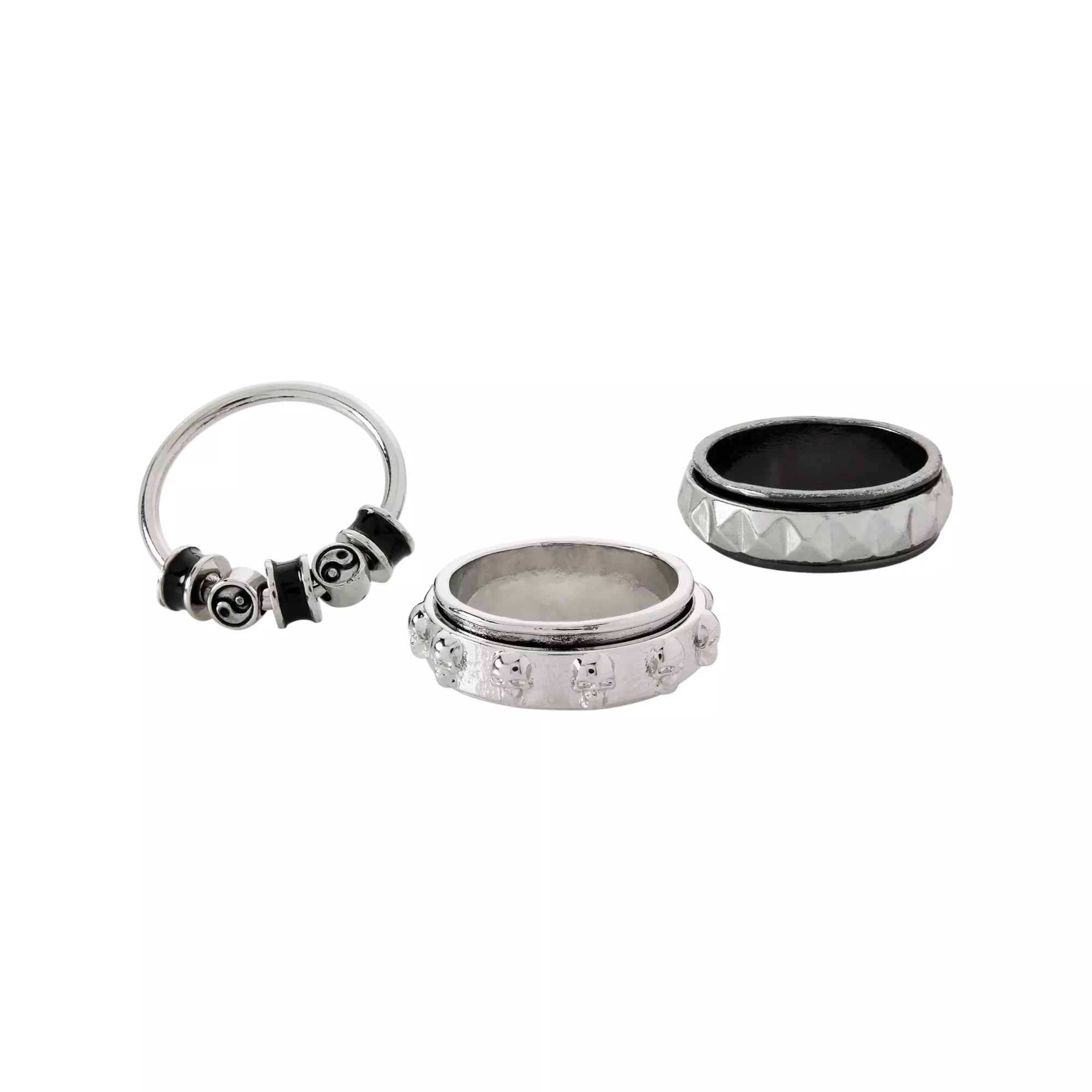 Multi-Pack Silvertone Skull Yin Yang Anxiety Rings - 3 Pack at Spencer's