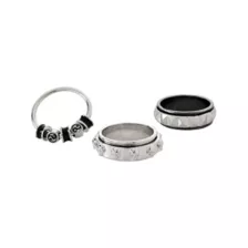 Multi-Pack Silvertone Skull Yin Yang Anxiety Rings - 3 Pack at Spencer's